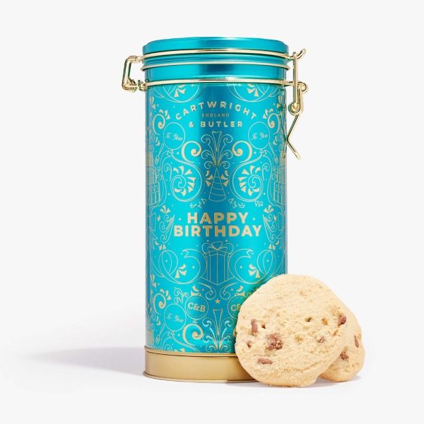 Cartwright & Butler Happy Birthday Musical Tin - Milk Chocolate Chunk Biscuits 200g