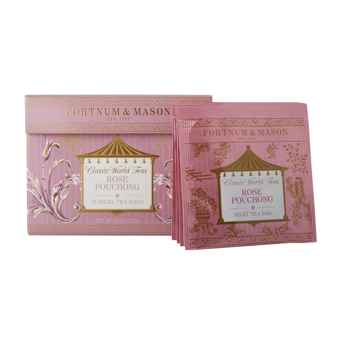 Fortnum & Mason Rose Pouchong, 15 Whole Leaf Silky Tea Bags, 37.5g