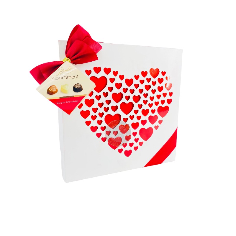 Hamlet Choc Valentine Heart White & Red With Ribbon 250g