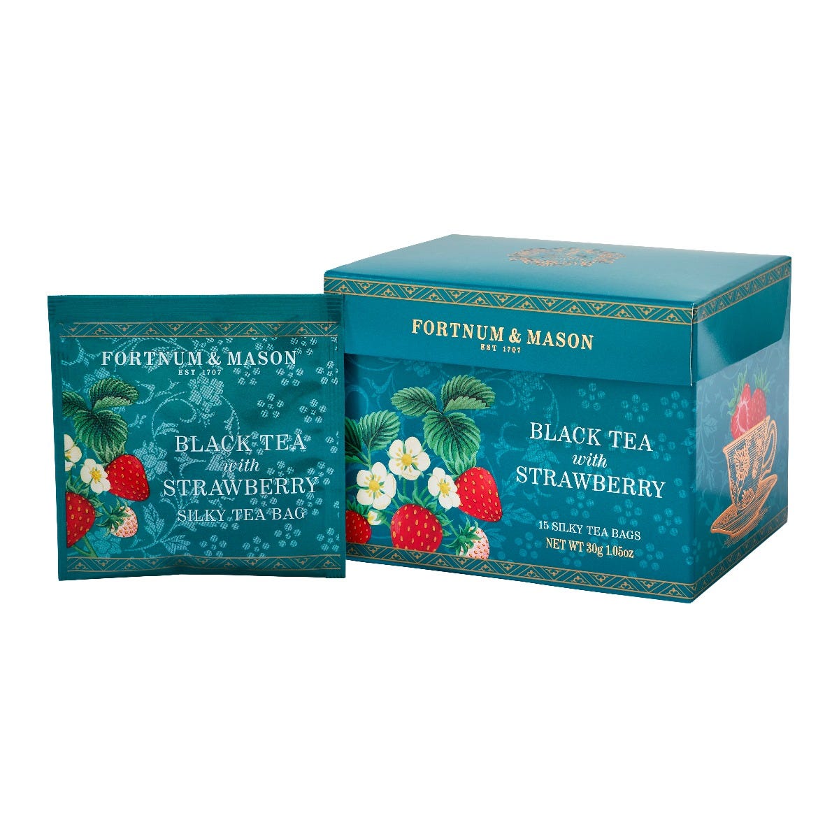 Fortnum & Mason Black Tea with Strawberry, 15 Silky Tea Bags, 30g