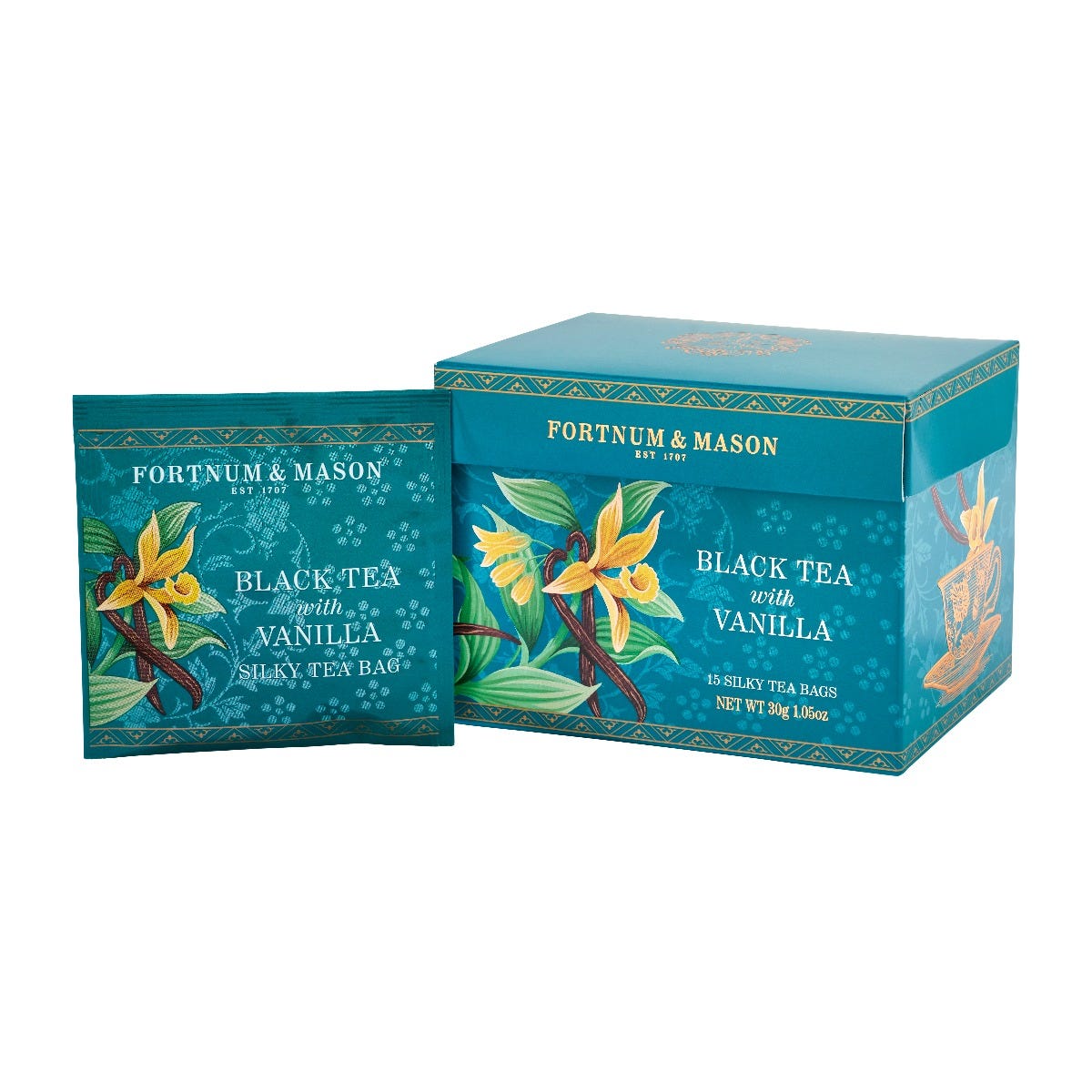 Fortnum & Mason Black Tea with Vanilla, 15 Silky Tea Bags, 30g