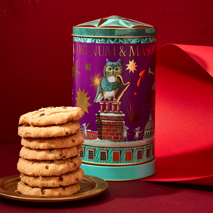 Fortnum & Mason Christmas Mini Merry Go Round Musical Biscuit Tin, 130g