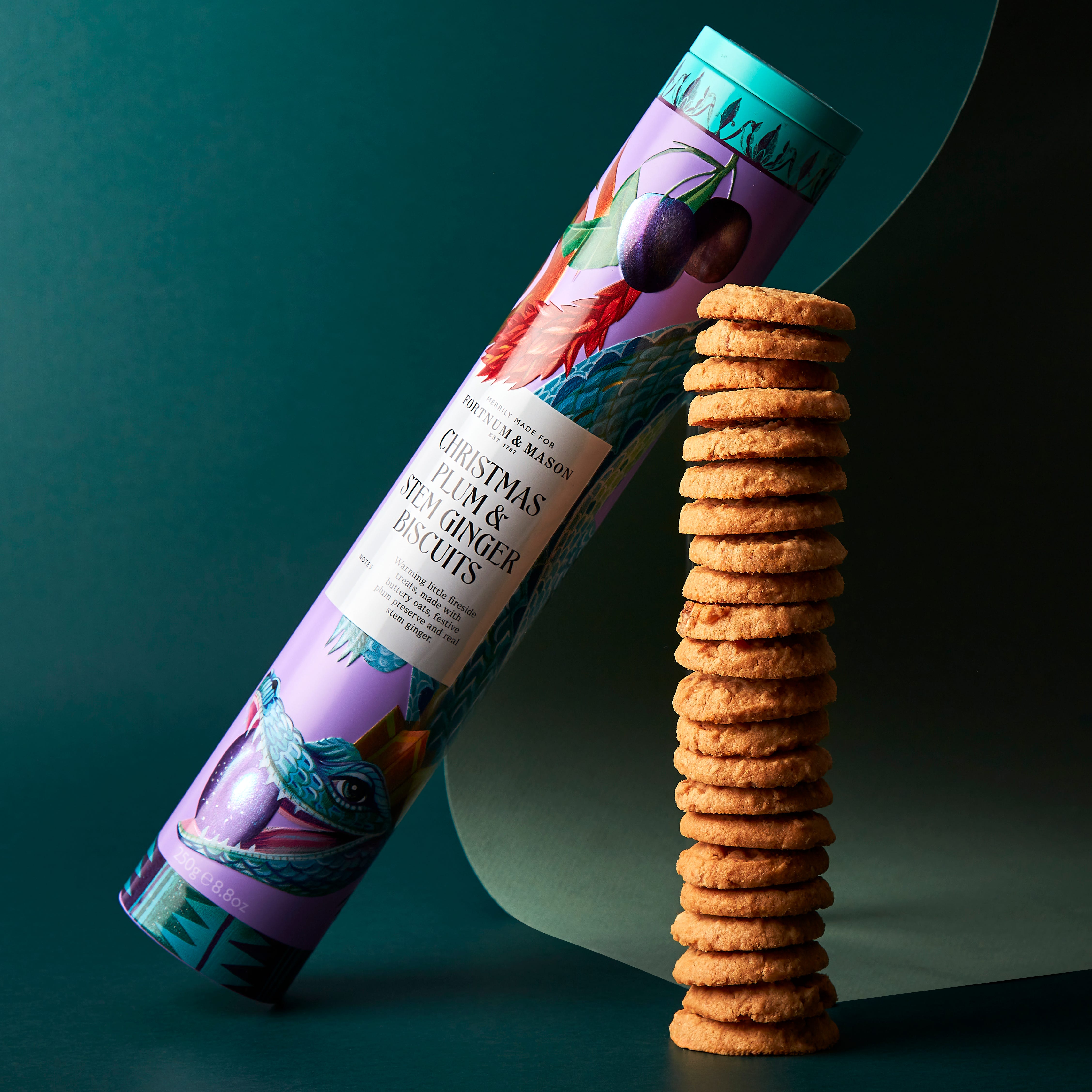 Fortnum & Mason Christmas Plum & Stem Ginger Biscuits, 250g