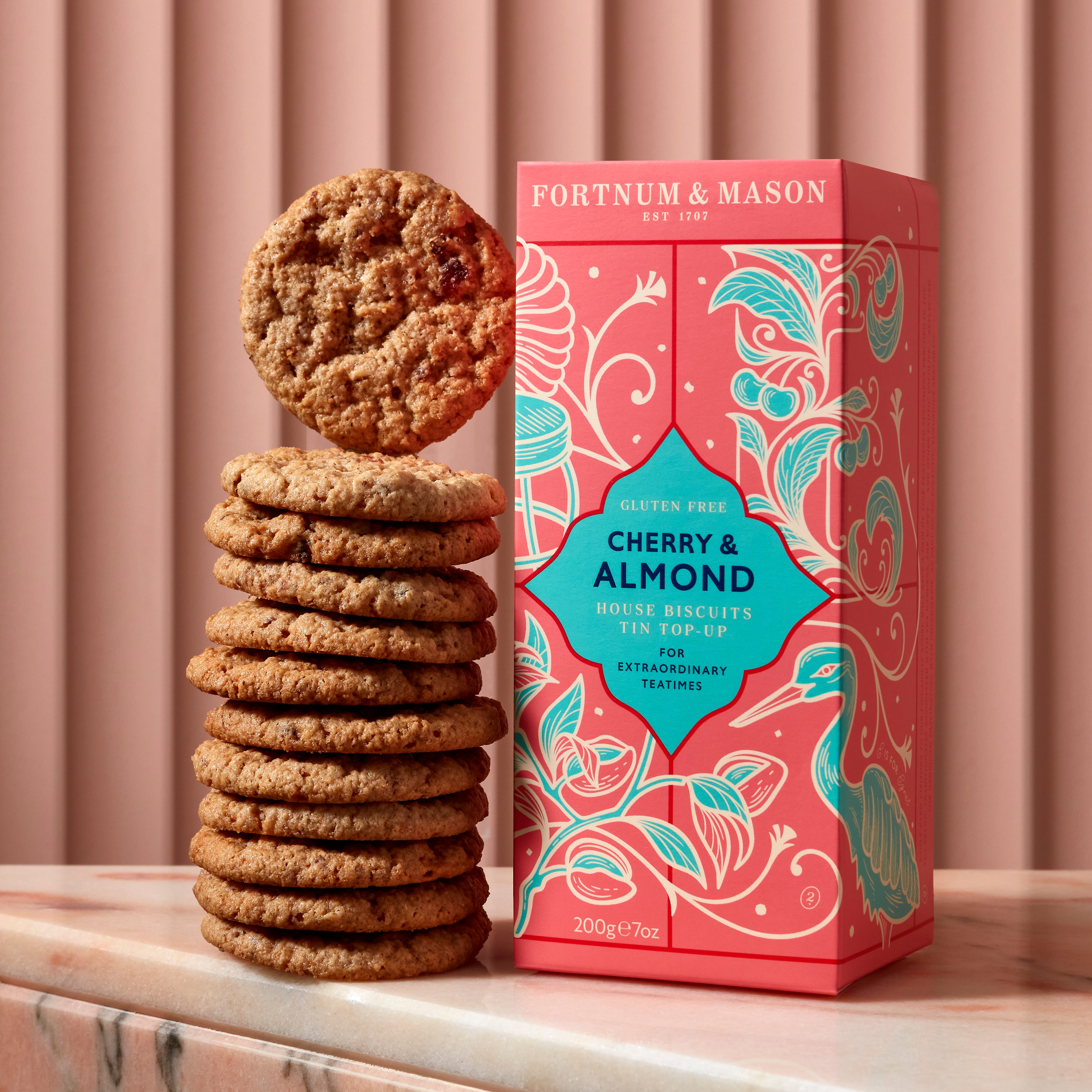 Fortnum & Mason House Cherry & Almond Gluten-Free & Vegan Biscuits Carton, 200g