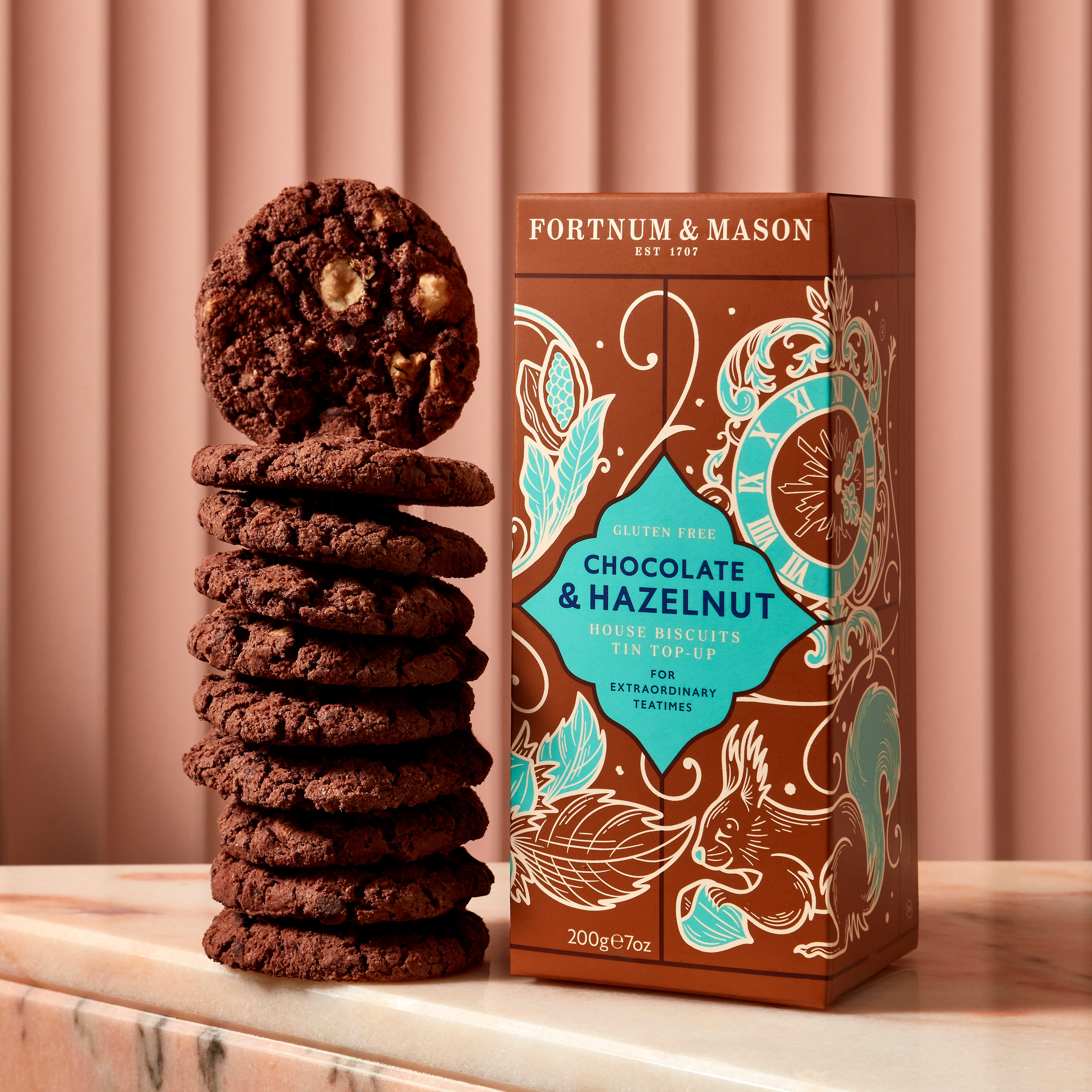 Fortnum & Mason House Chocolate & Hazelnut Gluten-Free & Vegan Biscuits Carton, 200g
